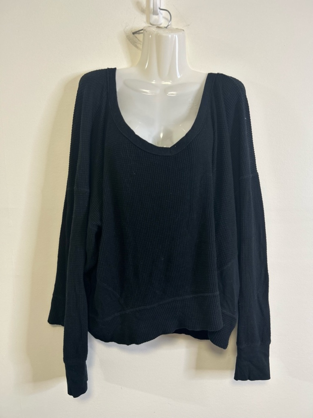 Aerie Waffle Knit V Neck Slouchy Pullover Sweater